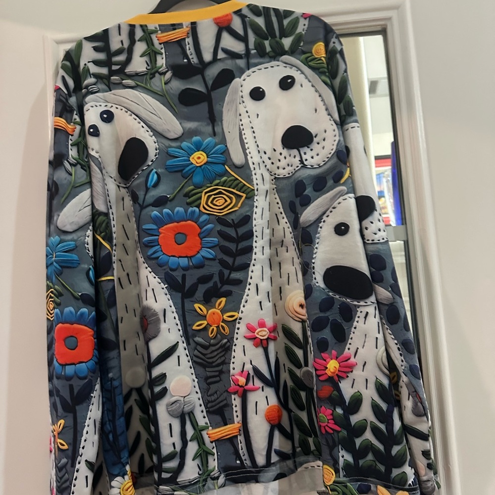 PET LOVERS ALERT! FOUR CUTE TOPS! Colorful Dog themed print tops. - Picture 2 of 8